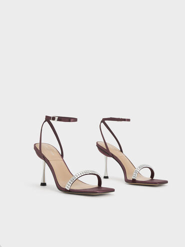 Demi Recycled Polyester Embellished Ankle-Strap Sandals, Prune, hi-res
