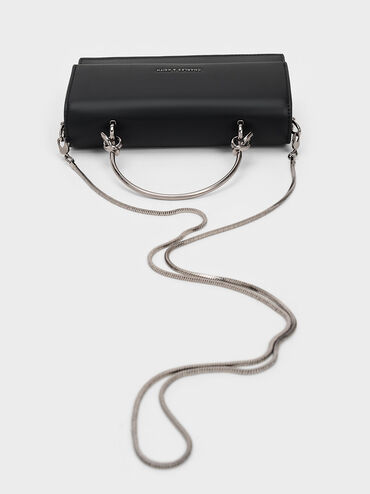 Kristine Sculptural-Handle Long Wallet, Noir, hi-res