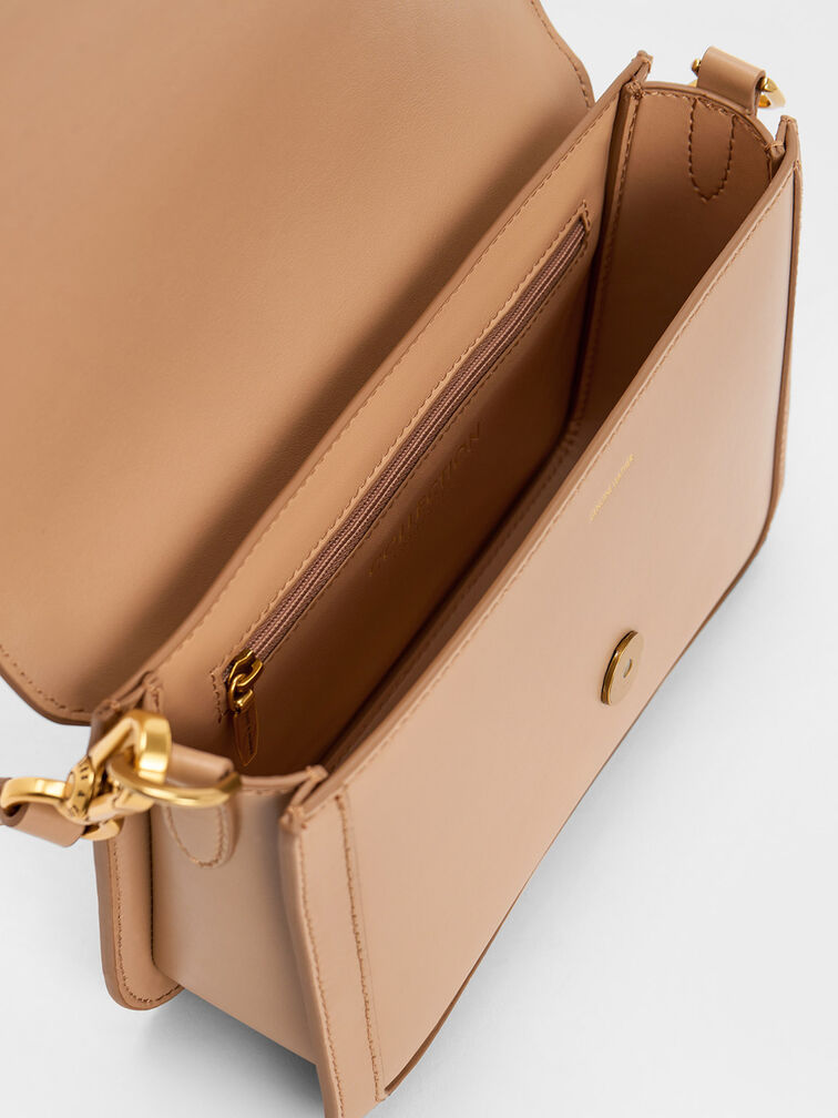Gabine Leather Crossbody Bag, Nude, hi-res