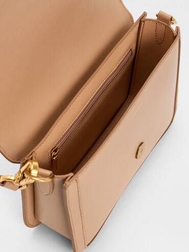 Gabine Leather Crossbody Bag, Nude, hi-res