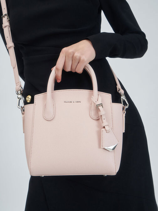 Double Handle Trapeze Tote, Light Pink, hi-res