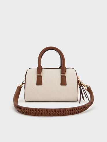 Everleigh Canvas Two-Tone Bowling Bag, Taupe Canvas, hi-res