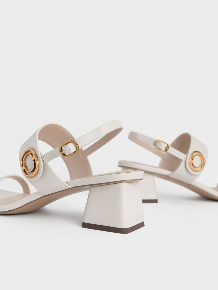 Metallic Accent Trapeze Heel Sandals, Chalk, hi-res