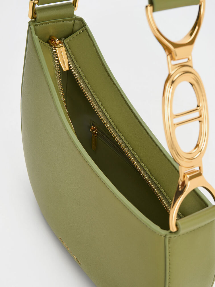 Asymmetrical Shoulder bag, Olive, hi-res