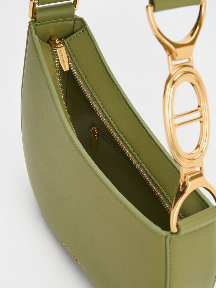 Asymmetrical Shoulder bag, Olive, hi-res
