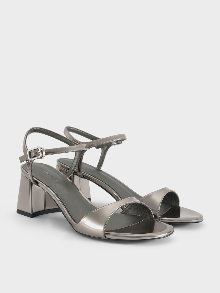 Betty Metallic Block-Heel Sandals, Pewter, hi-res