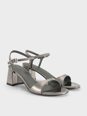Betty Metallic Block-Heel Sandals, Pewter, hi-res