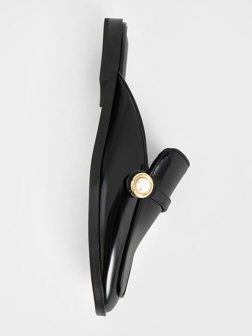 Pearl-Embellished Loafer Mules, Black Box, hi-res