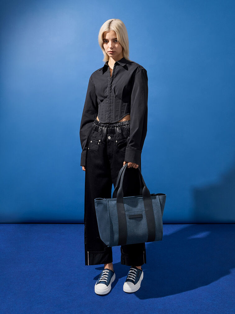 Kay Denim Tote Bag, Denim Blue, hi-res
