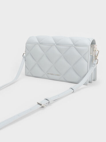 Alcott Scarf Handle Quilted Clutch, Light Grey, hi-res