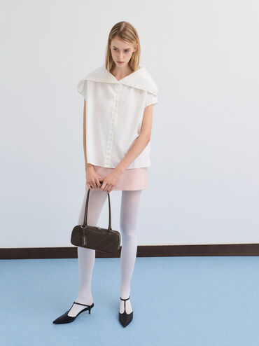 Zeya Recycled Suede Striped Shoulder Bag, Dark Moss, hi-res