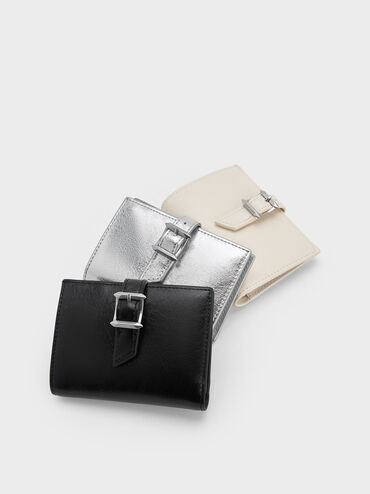 Bryna Metallic Belted Wallet, Silver, hi-res