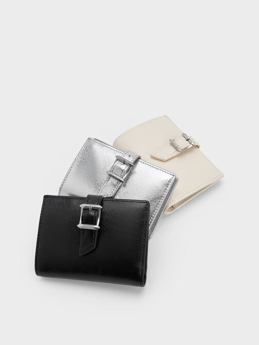 Bryna Metallic Belted Wallet, Silver, hi-res