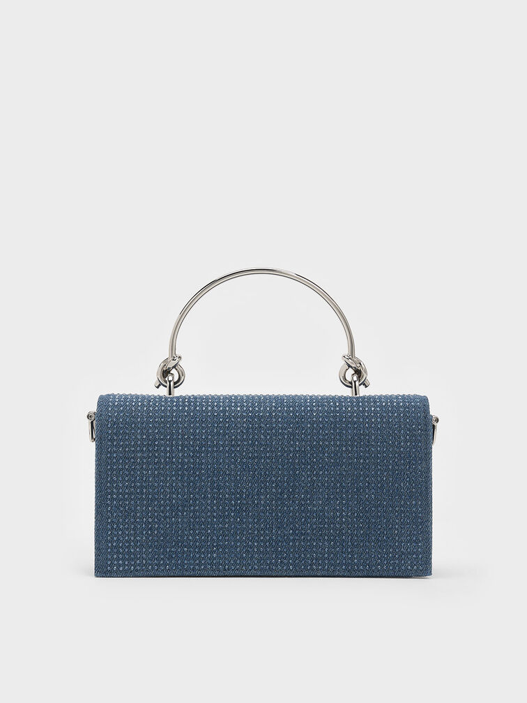 Kristine Denim Sculptural-Handle Long Wallet, Denim Blue, hi-res
