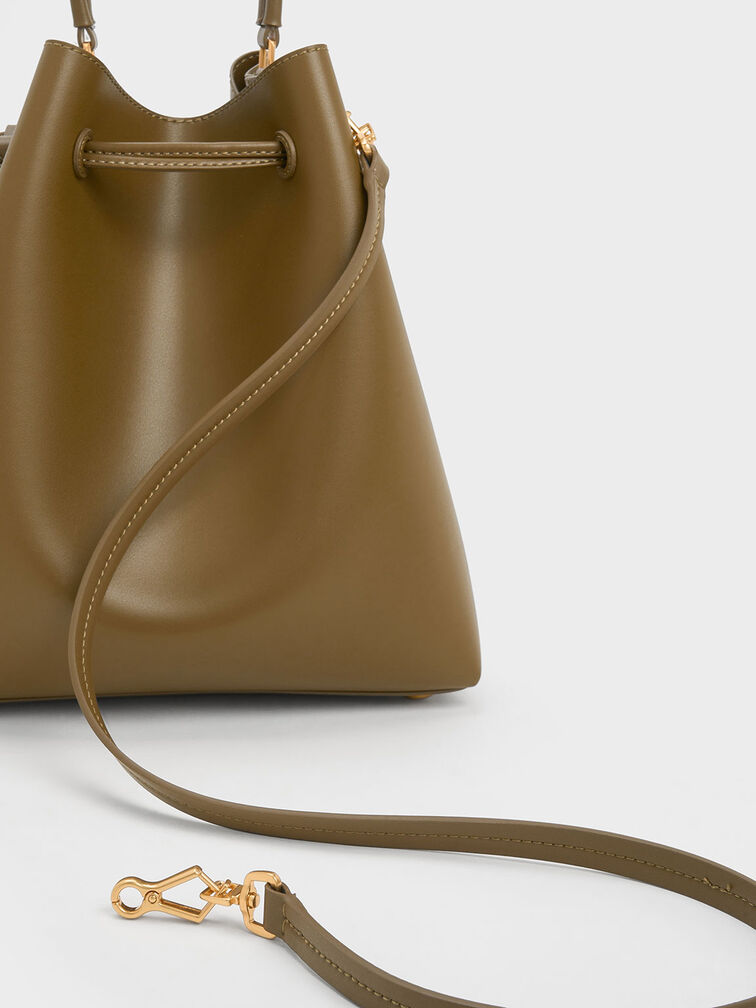 Bellamy Drawstring Hobo Bag, Khaki, hi-res