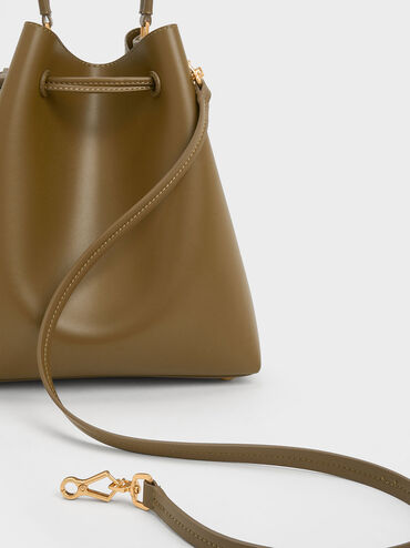 Bellamy Drawstring Hobo Bag, Khaki, hi-res