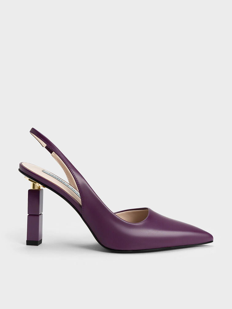 Asymmetric Sculptural Heel Pumps, Purple, hi-res