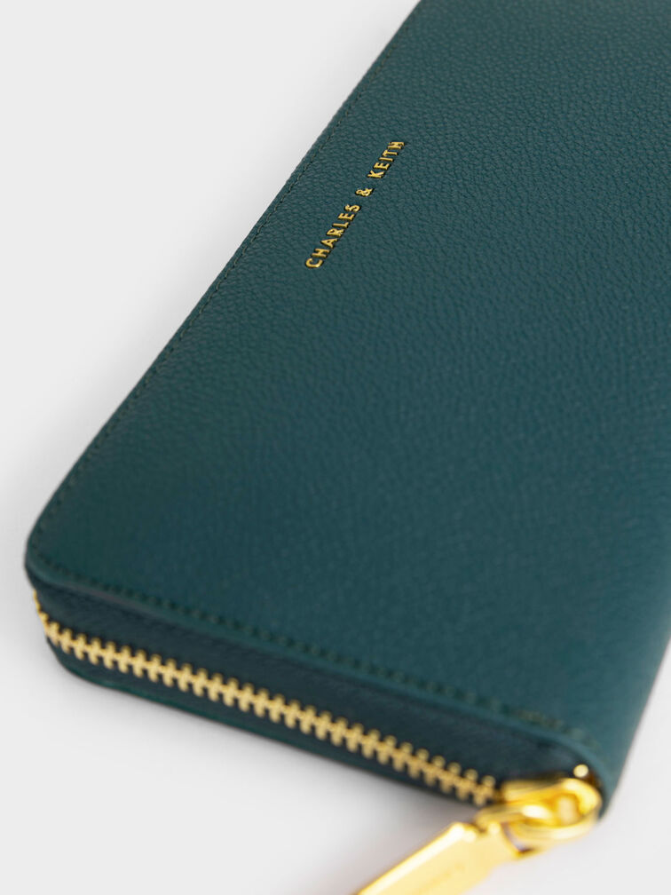 Zip-Around Long Wallet, Green, hi-res