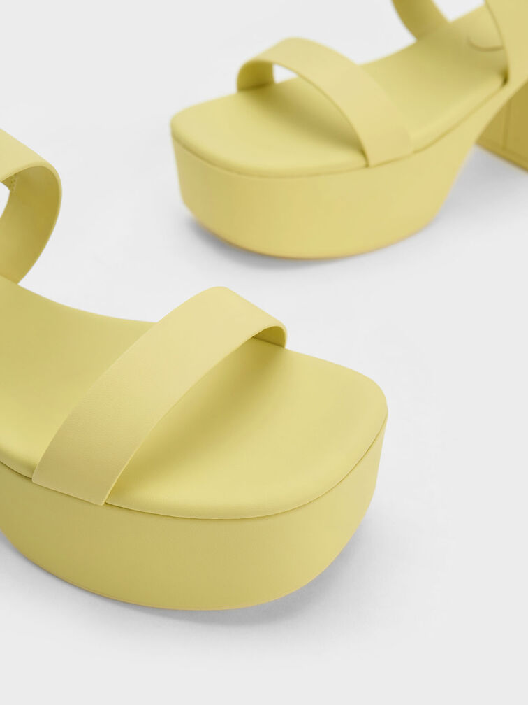 Double Strap Platform Slingback Sandals, Lime, hi-res