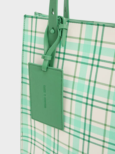 Cyrus Checkered Tote Bag, Green, hi-res