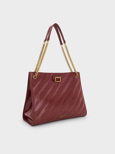 Neva Panelled Chain-Strap Tote Bag, Mulberry Plum, hi-res