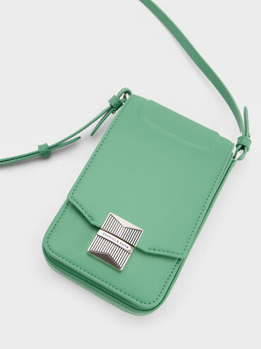 Kalinda Metallic Accent Phone Pouch, Green, hi-res