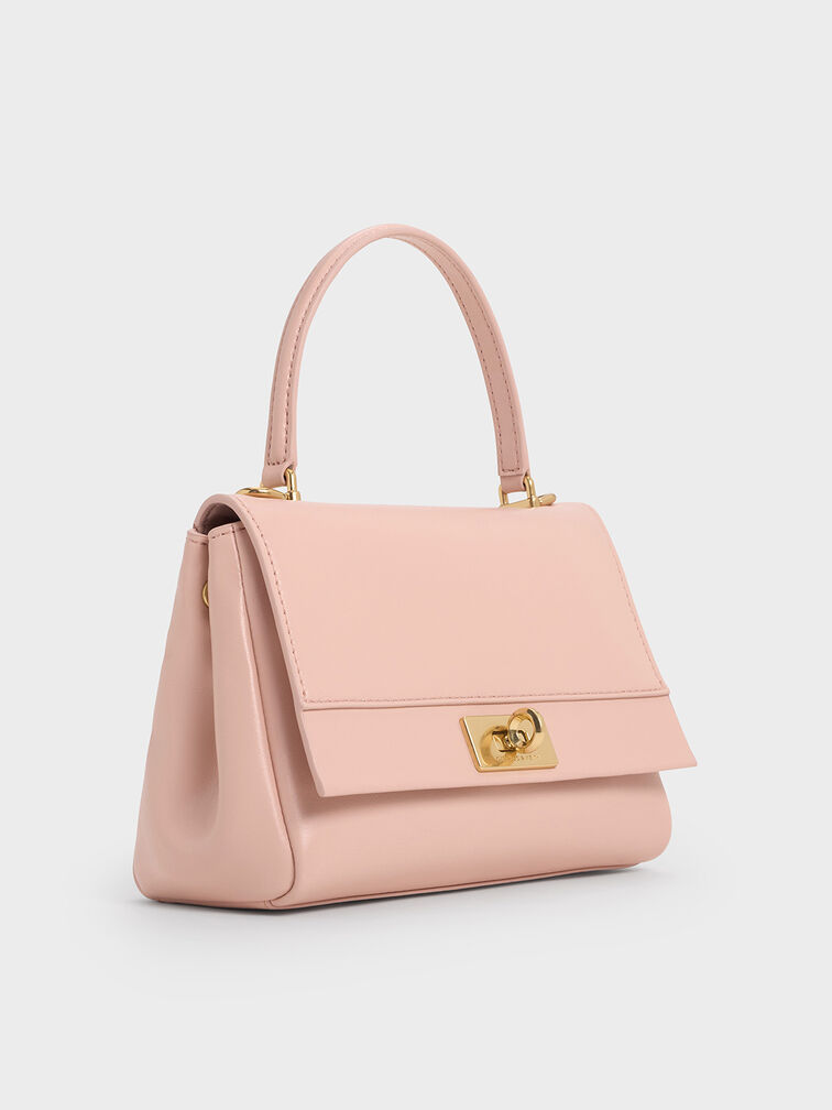 Lennie Chain-Strap Top Handle Bag, Light Pink, hi-res