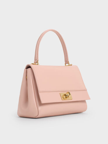 Lennie Chain-Strap Top Handle Bag, Light Pink, hi-res