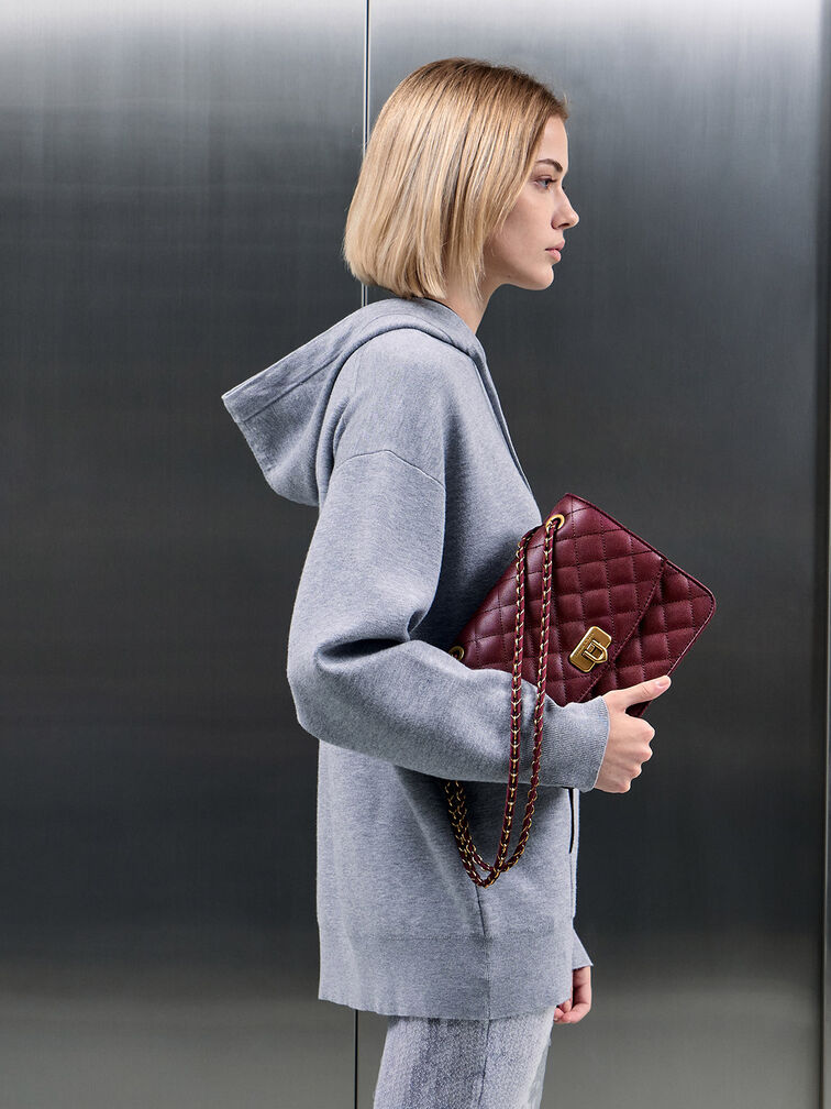 Cressida Chain Strap Bag, Burgundy, hi-res