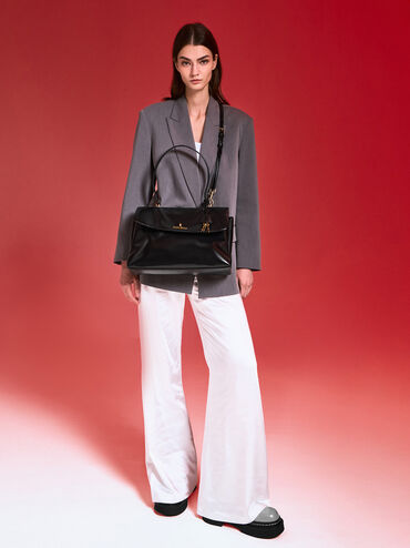 Kerry Top Handle Satchel Bag, Black, hi-res