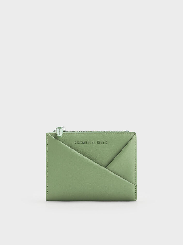 Midori Geometric Top-Zip Wallet, Green, hi-res