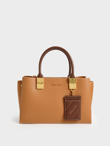 Large Double Handle Handbag, Pumpkin, hi-res
