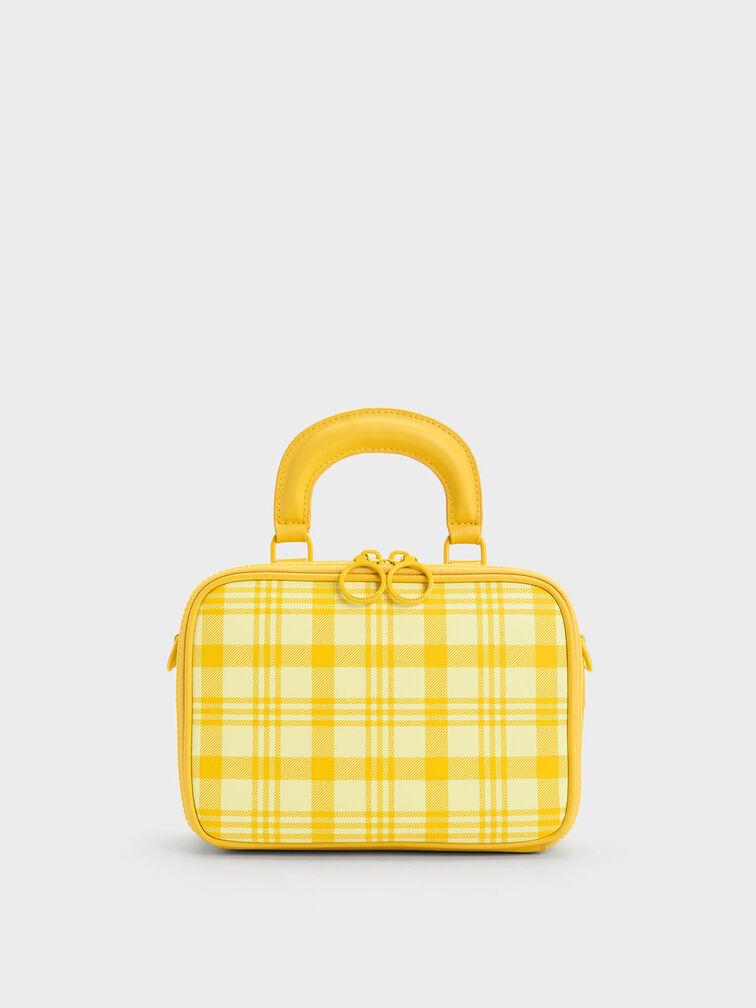 Cyrus Checkered Boxy Bag, Yellow, hi-res