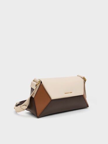 Nasrin Colourblock Geometric Shoulder Bag, Multi Brown, hi-res