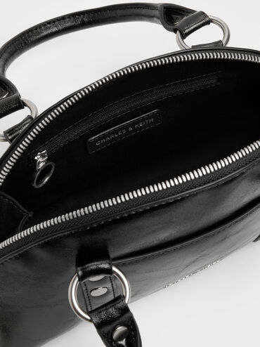 Tatiana Studded Bowling Bag, Noir, hi-res