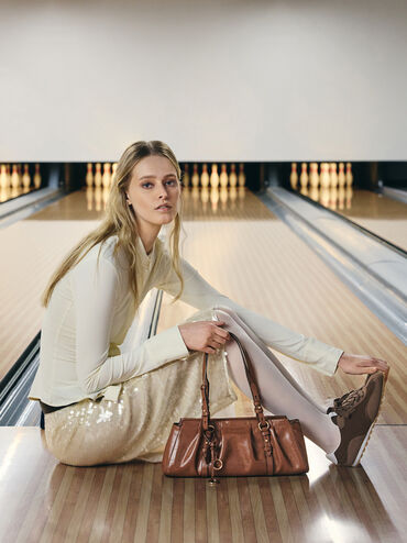Britton Elongated Shoulder Bag, Chocolate, hi-res