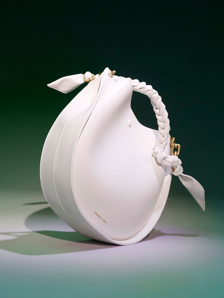 Cleona Braided Handle Shoulder Bag, White, hi-res