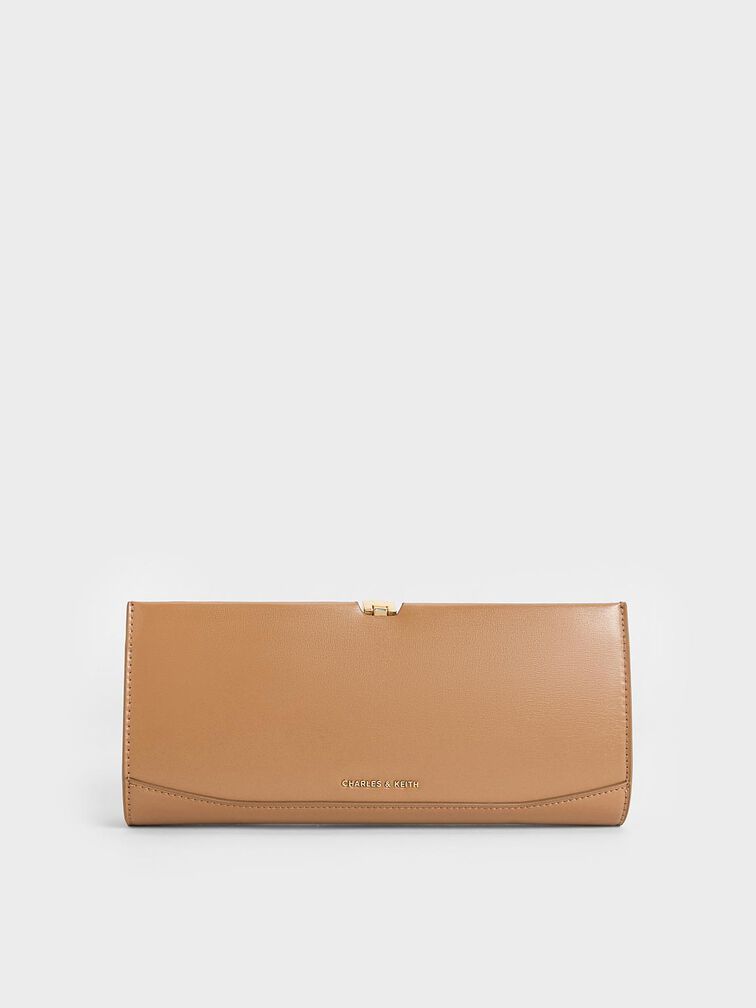 Wisteria Metallic-Accent Clutch, Tan, hi-res