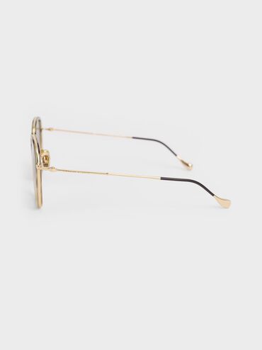 Recycled Acetate Wire-Frame Sunglasses, Taupe, hi-res