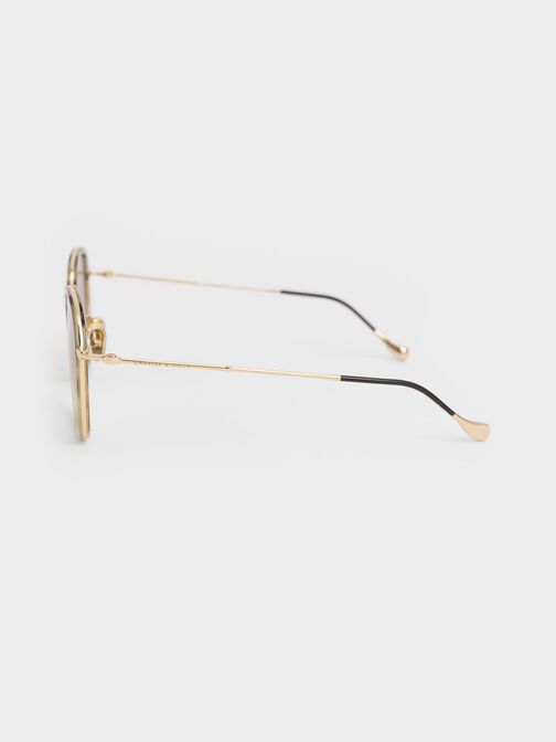 Recycled Acetate Wire-Frame Sunglasses, Taupe, hi-res