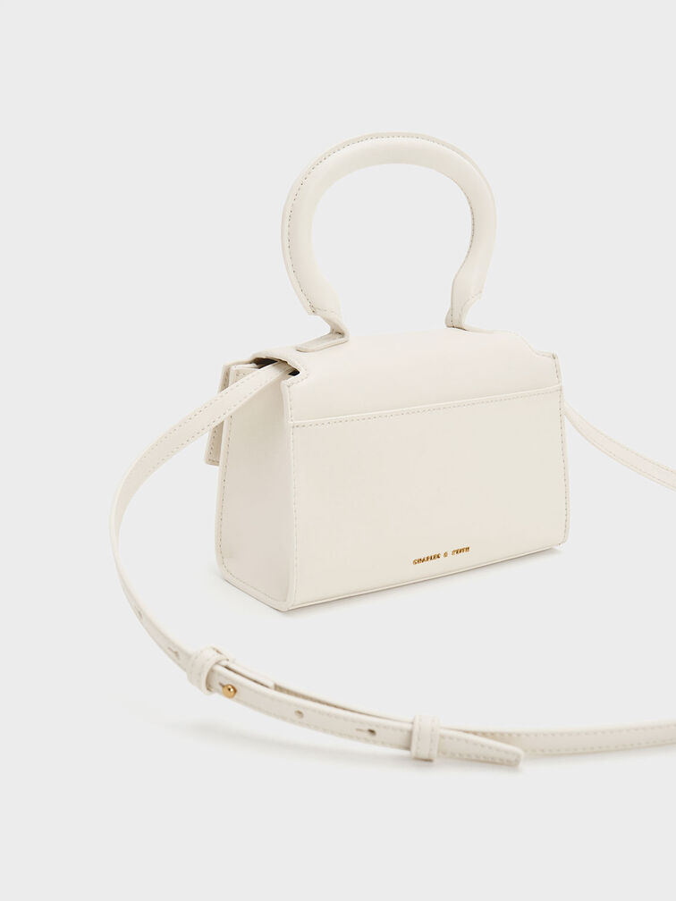 Clover Curved Handle Bag, Cream, hi-res