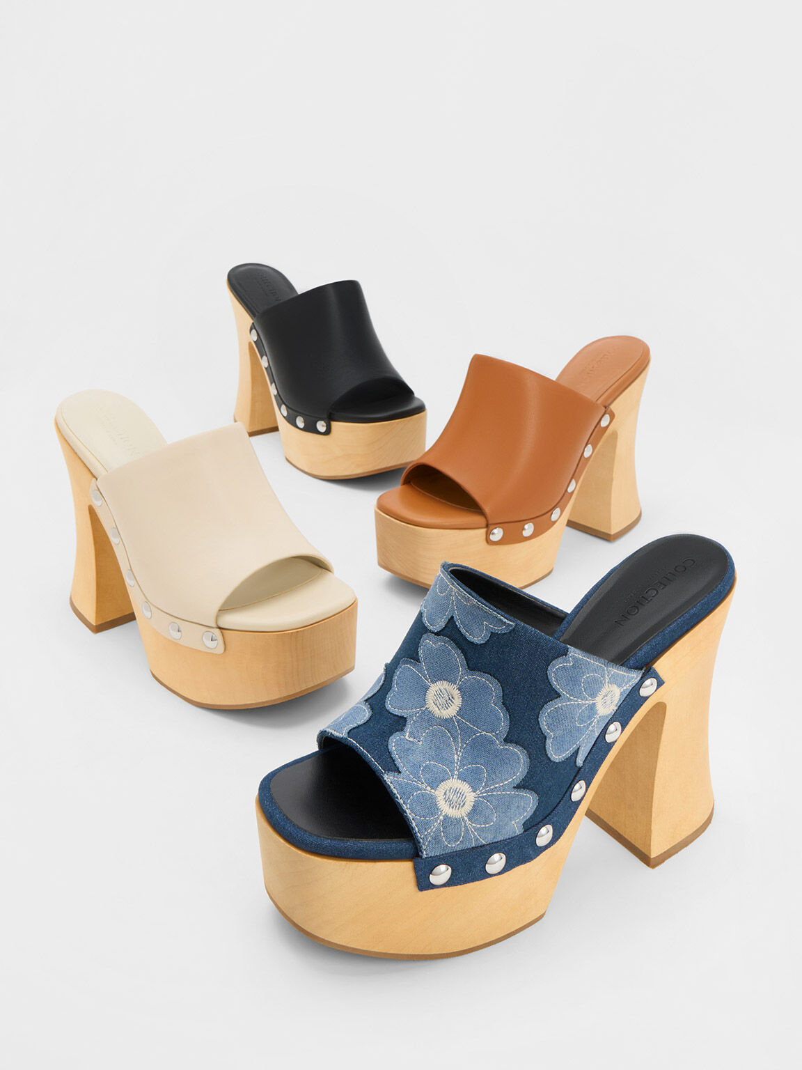 Black Tabitha Leather Platform Clogs CHARLES KEITH IN