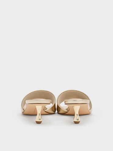 Ruthie Metallic Heeled Mules, Light Gold, hi-res
