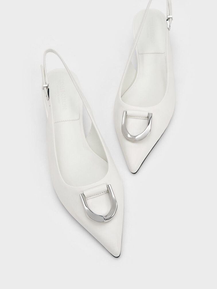 Gabine Leather Slingback Pumps, White, hi-res