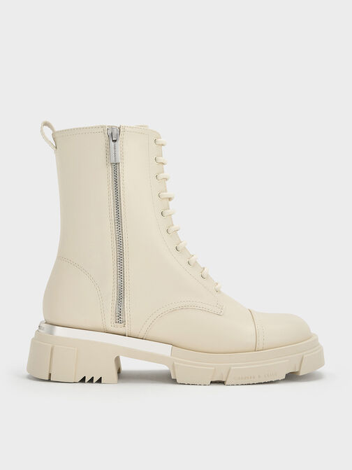 Dakota Lace-Up Boots, Chalk, hi-res