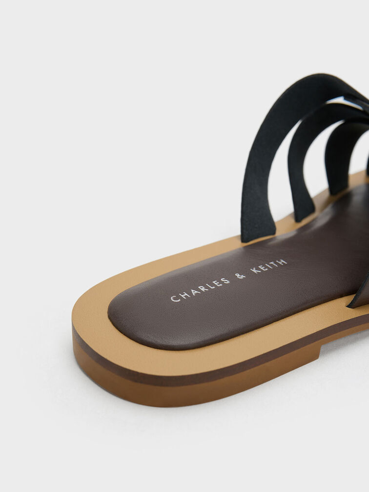 Interwoven Slide Sandals, Brown, hi-res