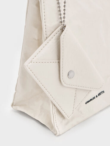 Matina Crinkle-Effect Elongated Tote Bag, Cream, hi-res