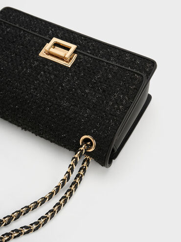 Everline Tweed Braided-Strap Shoulder Bag, Black, hi-res