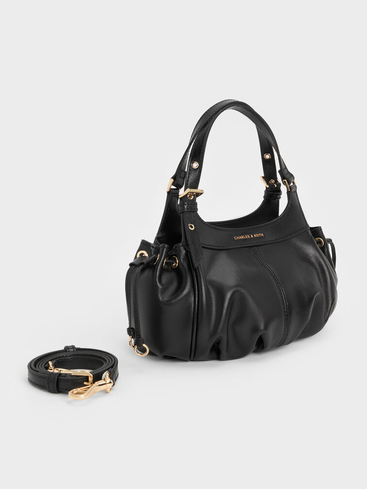 Mini Lillith Drawstring Bucket Bag, Black, hi-res