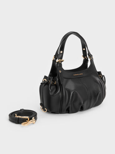 Mini Lillith Drawstring Bucket Bag, Black, hi-res